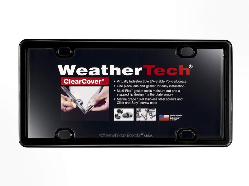 WeatherTech ClearCover - Clear Acrylic Lens Cover with Durable Frame That Protects License Plates, Black - Image 1